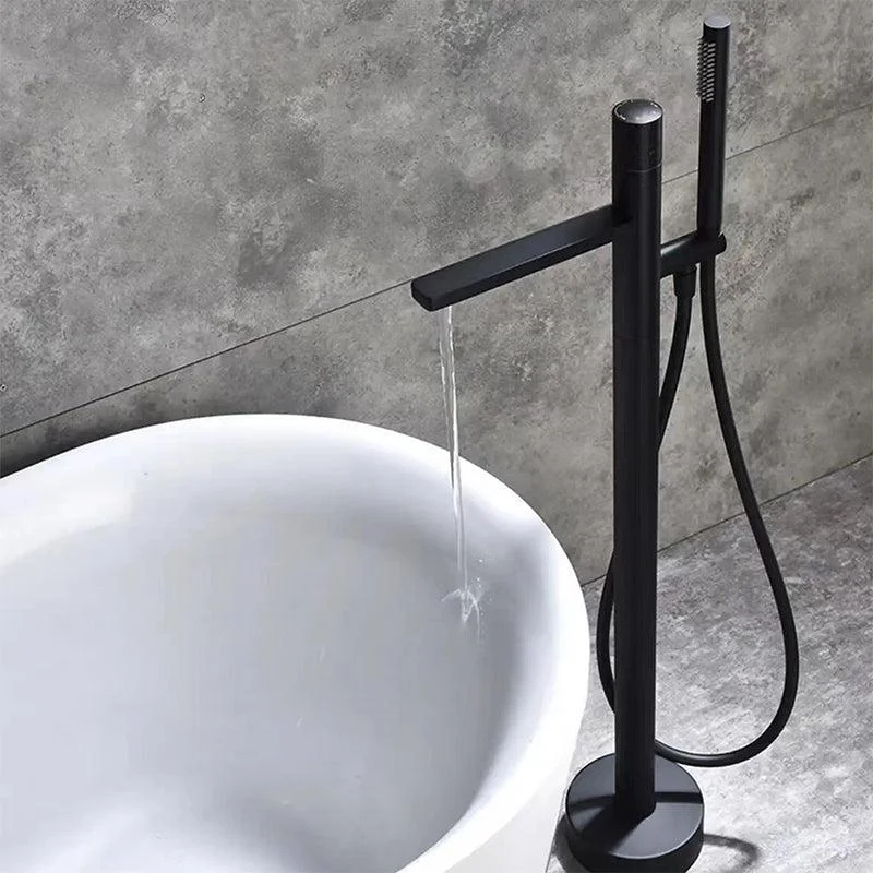 Floor Mounted Metal Freestanding Tub Filler Swivel Nickel Freestanding Tap -Bathlova