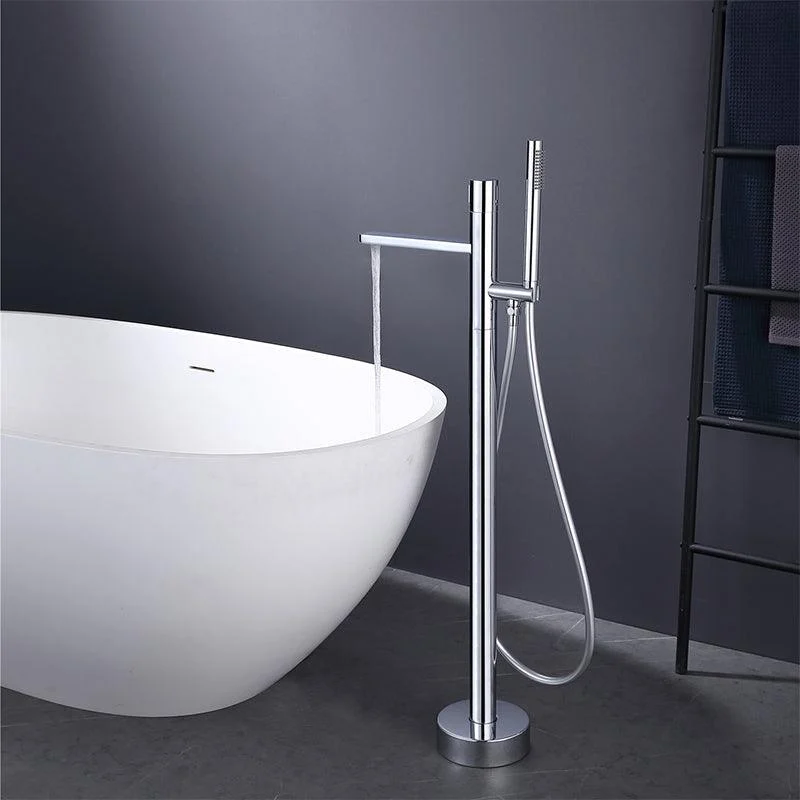 Floor Mounted Metal Freestanding Tub Filler Swivel Nickel Freestanding Tap -Bathlova