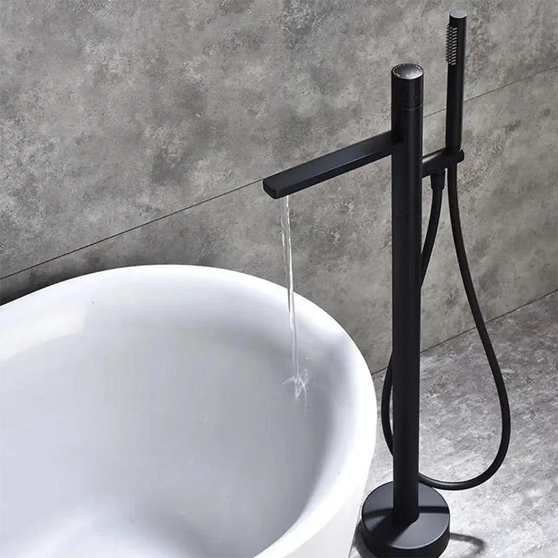 Floor Mounted Metal Freestanding Tub Filler Swivel Nickel Freestanding Tap -Bathlova