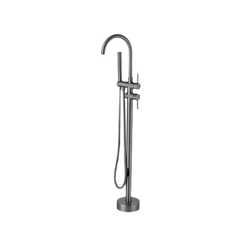 Floor Mounted Metal Freestanding Tub Filler Two Handles Freestanding Tub Filler Trim -Bathlova