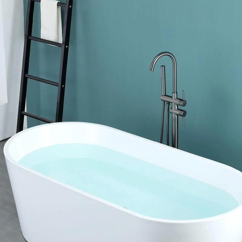 Floor Mounted Metal Freestanding Tub Filler Two Handles Freestanding Tub Filler Trim -Bathlova