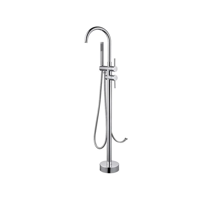 Floor Mounted Metal Freestanding Tub Filler Two Handles Freestanding Tub Filler Trim -Bathlova