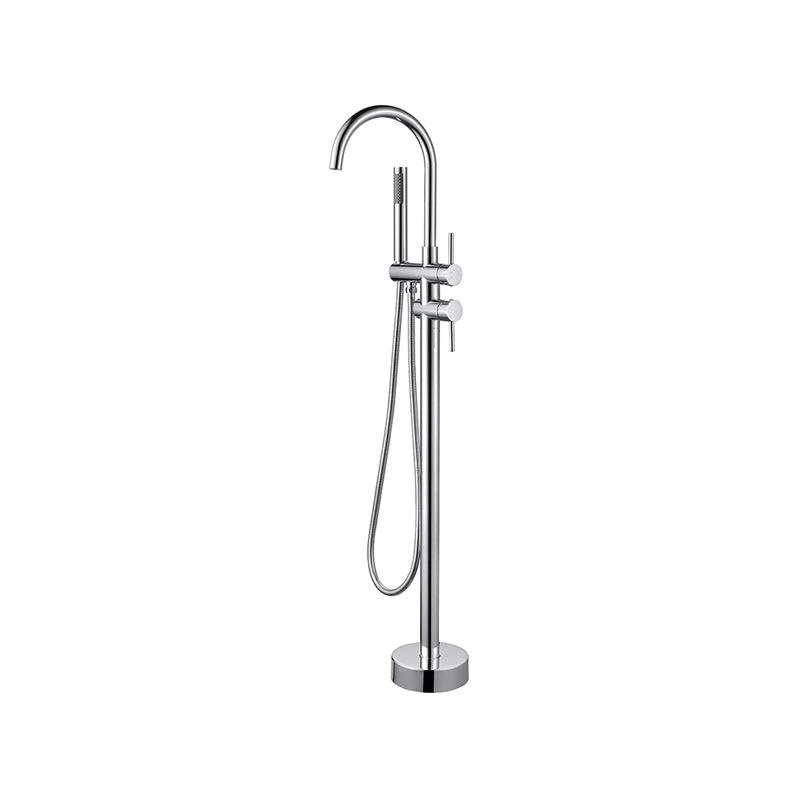 Floor Mounted Metal Freestanding Tub Filler Two Handles Freestanding Tub Filler Trim -Bathlova