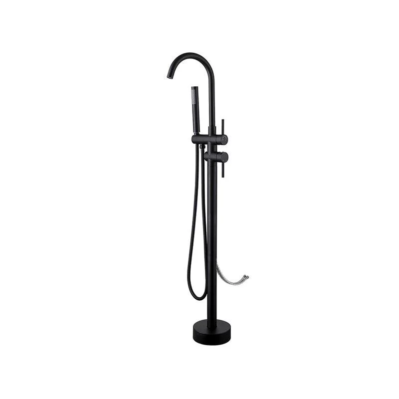 Floor Mounted Metal Freestanding Tub Filler Two Handles Freestanding Tub Filler Trim -Bathlova