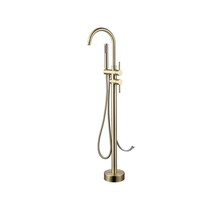 Floor Mounted Metal Freestanding Tub Filler Two Handles Freestanding Tub Filler Trim -Bathlova