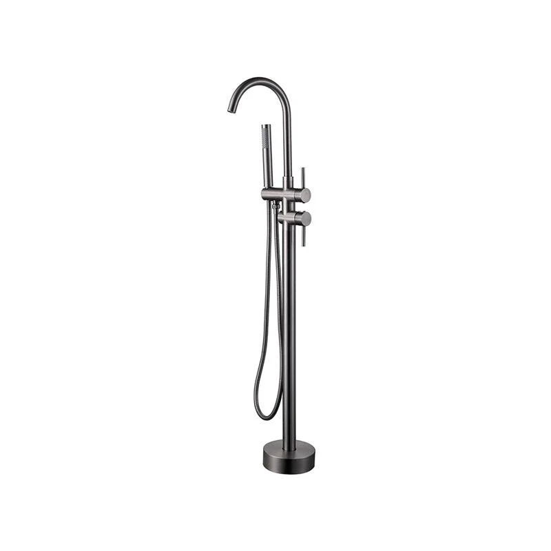 Floor Mounted Metal Freestanding Tub Filler Two Handles Freestanding Tub Filler Trim -Bathlova