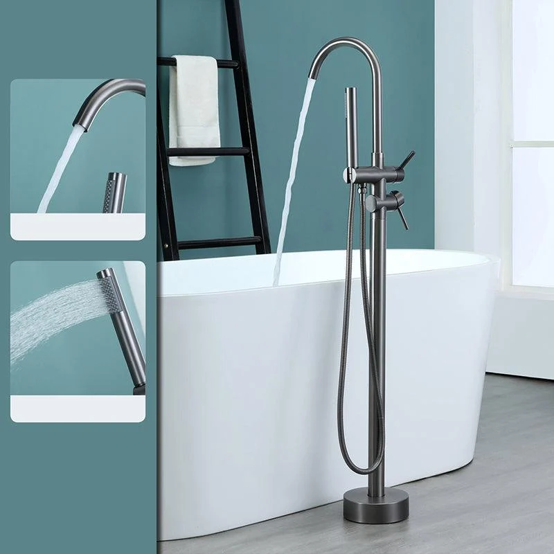 Floor Mounted Metal Freestanding Tub Filler Two Handles Freestanding Tub Filler Trim -Bathlova