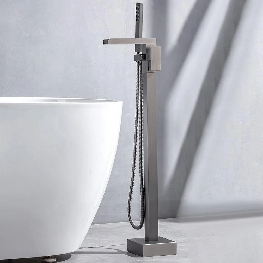 Floor Mounted Metal Freestanding Tub Filler Waterfall Freestanding Bathtub Tap -Bathlova