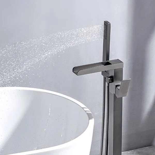 Floor Mounted Metal Freestanding Tub Filler Waterfall Freestanding Bathtub Tap -Bathlova