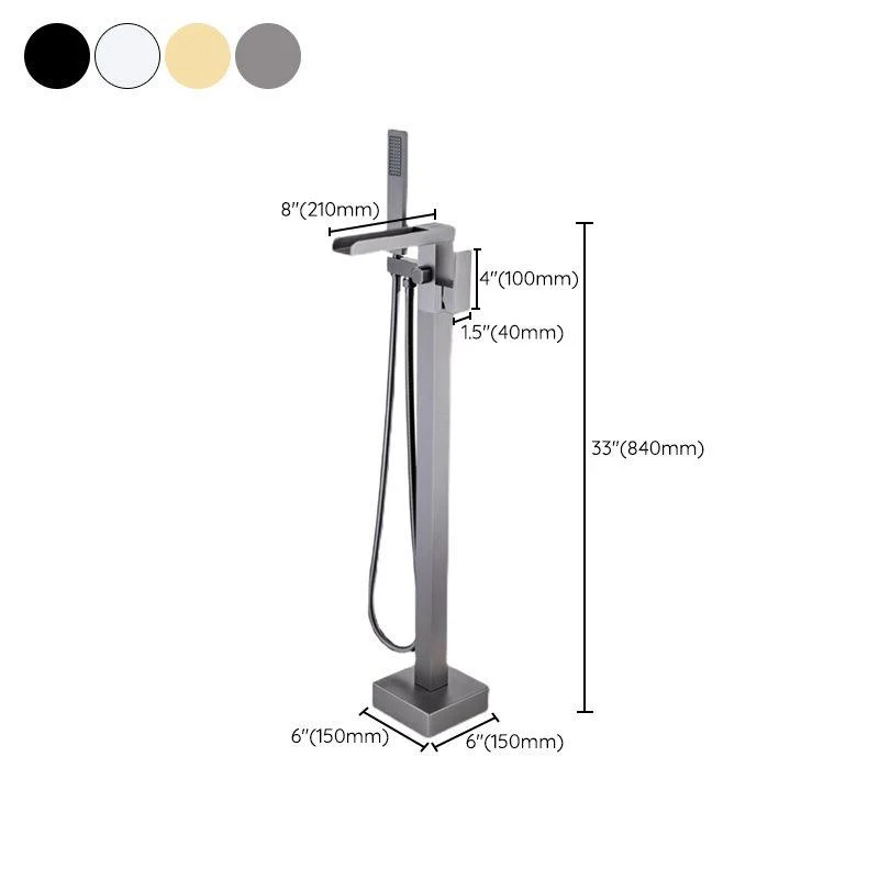 Floor Mounted Metal Freestanding Tub Filler Waterfall Freestanding Bathtub Tap -Bathlova