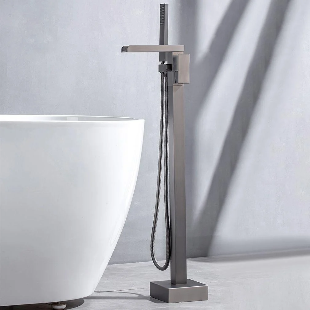 Floor Mounted Metal Freestanding Tub Filler Waterfall Freestanding Bathtub Tap -Bathlova