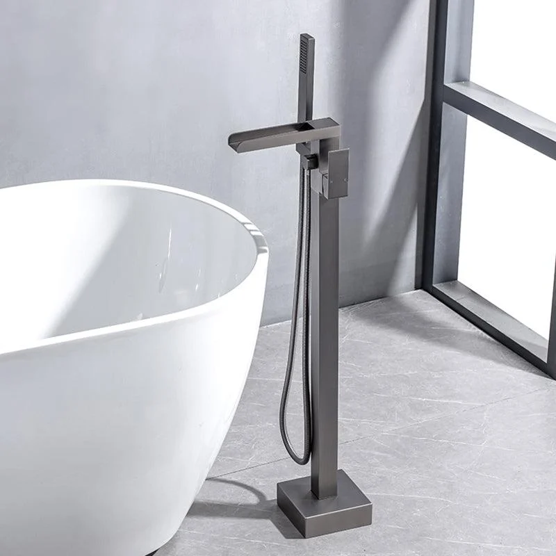 Floor Mounted Metal Freestanding Tub Filler Waterfall Freestanding Bathtub Tap -Bathlova