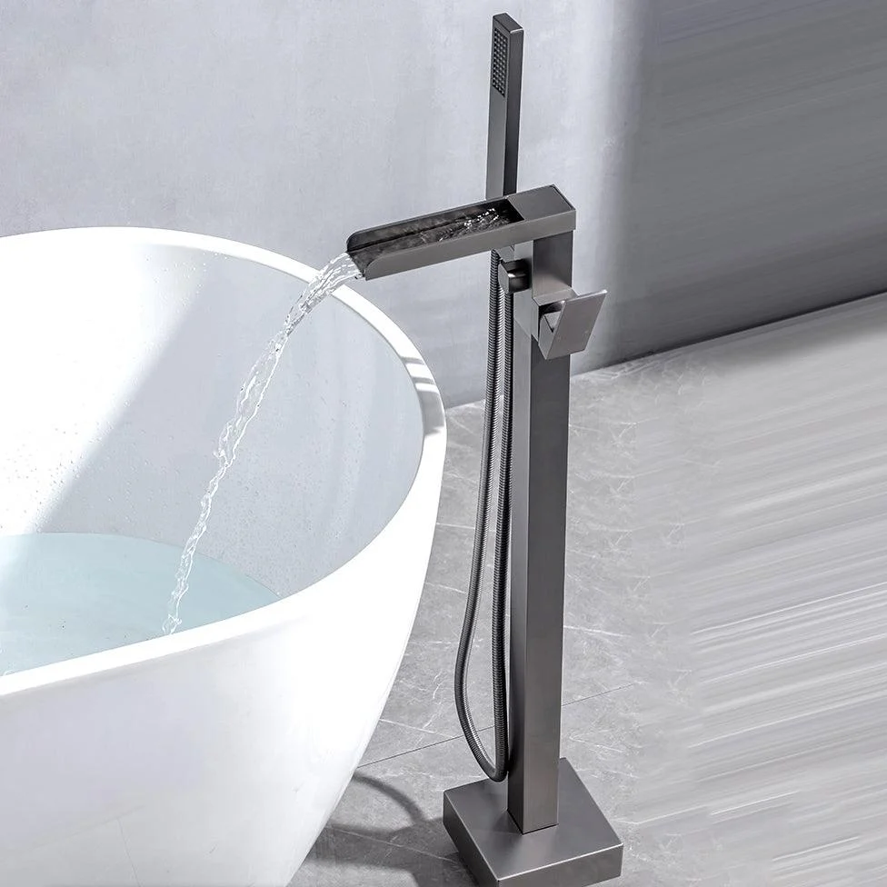 Floor Mounted Metal Freestanding Tub Filler Waterfall Freestanding Bathtub Tap -Bathlova