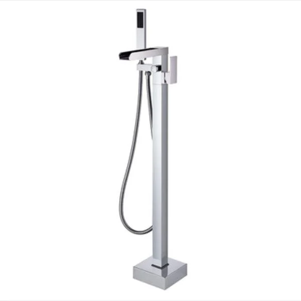 Floor Mounted Metal Freestanding Tub Filler Waterfall Freestanding Bathtub Tap -Bathlova