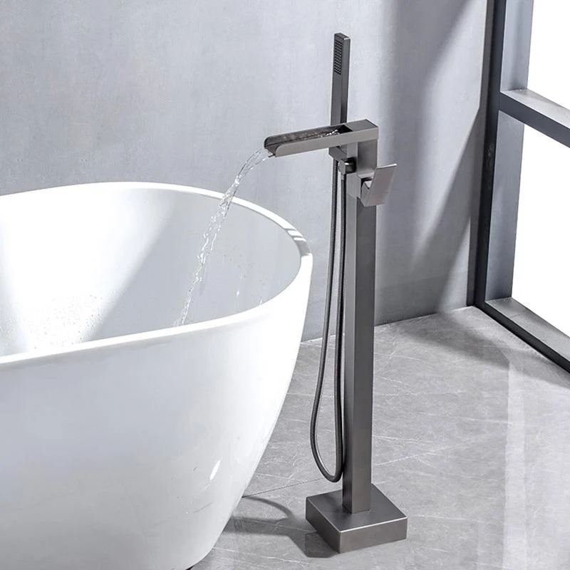 Floor Mounted Metal Freestanding Tub Filler Waterfall Freestanding Bathtub Tap -Bathlova