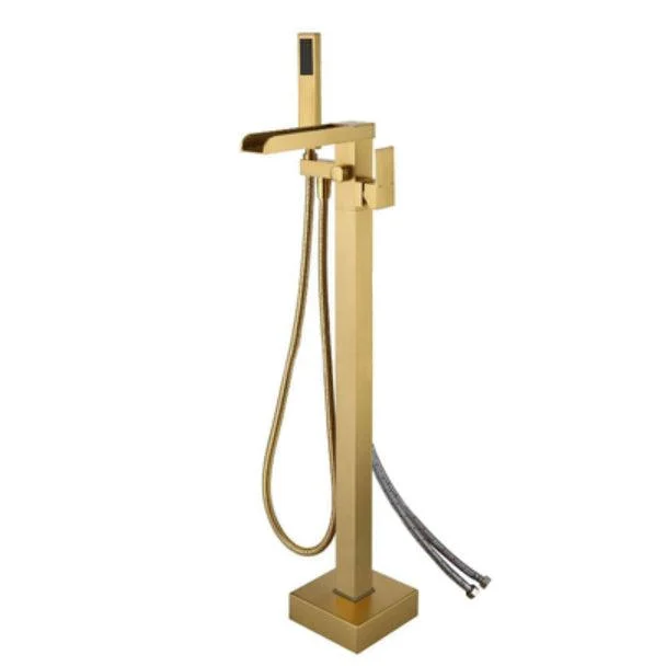 Floor Mounted Metal Freestanding Tub Filler Waterfall Freestanding Bathtub Tap -Bathlova