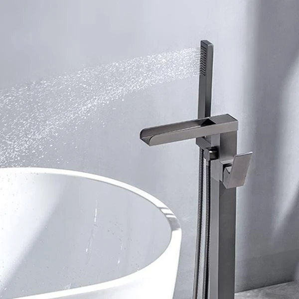 Floor Mounted Metal Freestanding Tub Filler Waterfall Freestanding Bathtub Tap -Bathlova