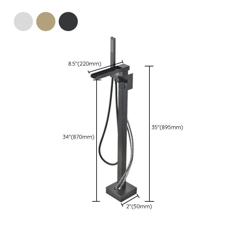 Floor Mounted Metal Freestanding Tub Filler Waterfall Freestanding Tap with Hose -Bathlova