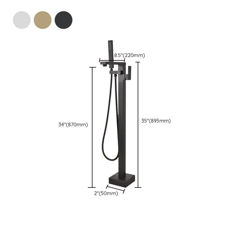 Floor Mounted Metal Freestanding Tub Filler Waterfall Freestanding Tap with Hose -Bathlova