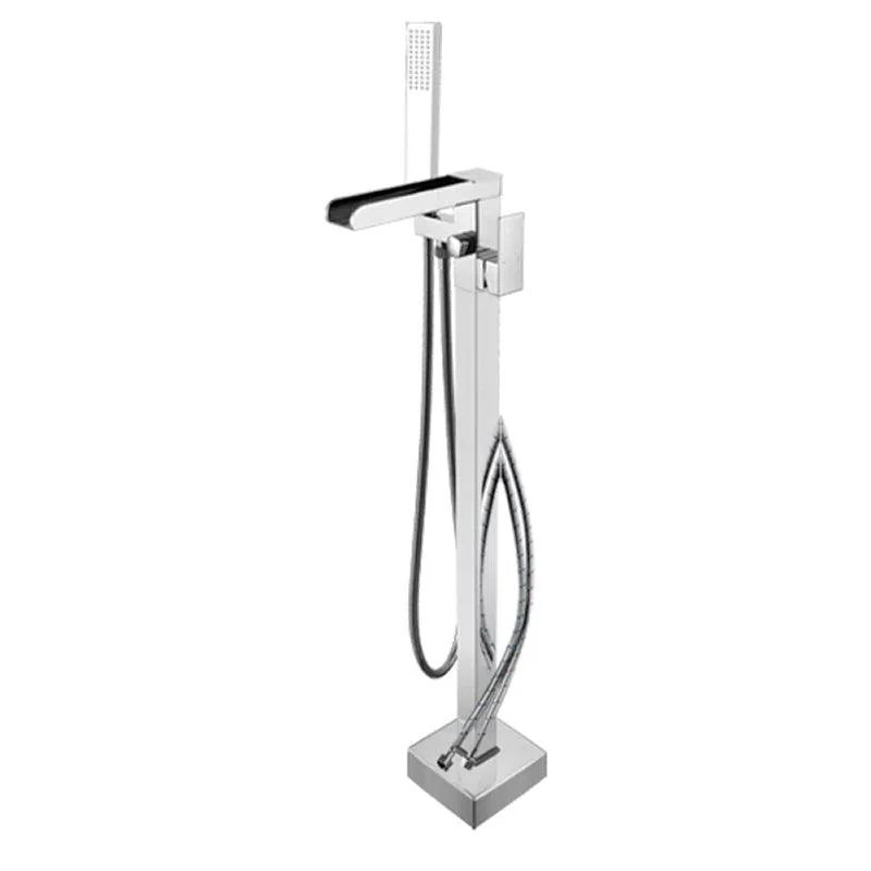 Floor Mounted Metal Freestanding Tub Filler Waterfall Freestanding Tap with Hose -Bathlova