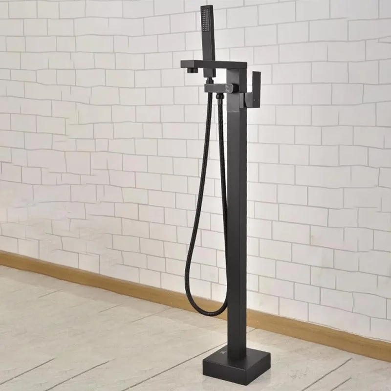 Floor Mounted Metal Freestanding Tub Filler Waterfall Freestanding Tap with Hose -Bathlova