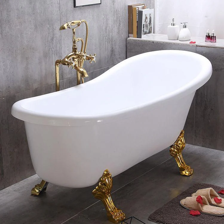 Floor Mounted Tub Spout 3 Handles Traditional Freestanding Tub Filler in Gold -Bathlova