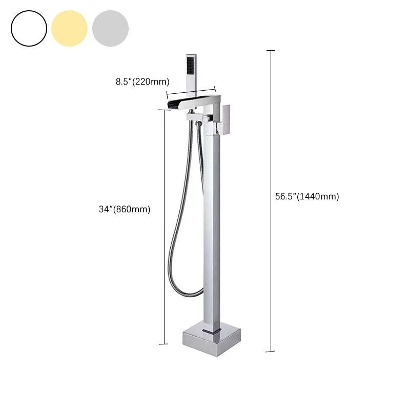 Floor Mounted Waterfall Freestanding Tub Filler Single Handle Freestanding Tub Filler Trim -Bathlova