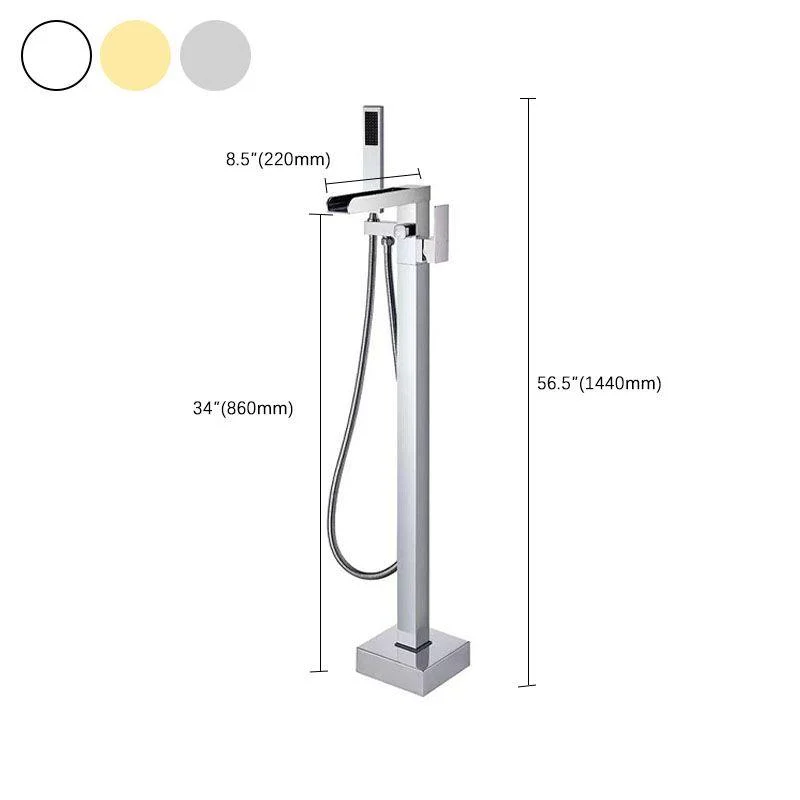 Floor Mounted Waterfall Freestanding Tub Filler Single Handle Freestanding Tub Filler Trim -Bathlova