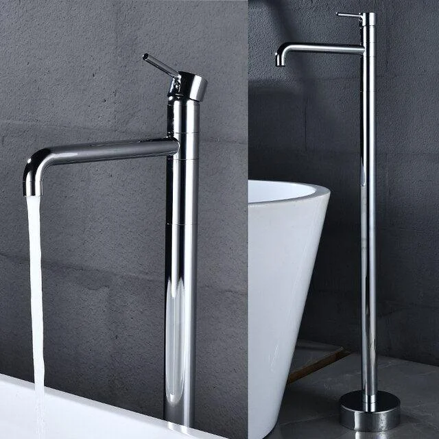 Flooring Bath Tap with Handheld Shower Black Bathtub Mixer Tap -Bathlova