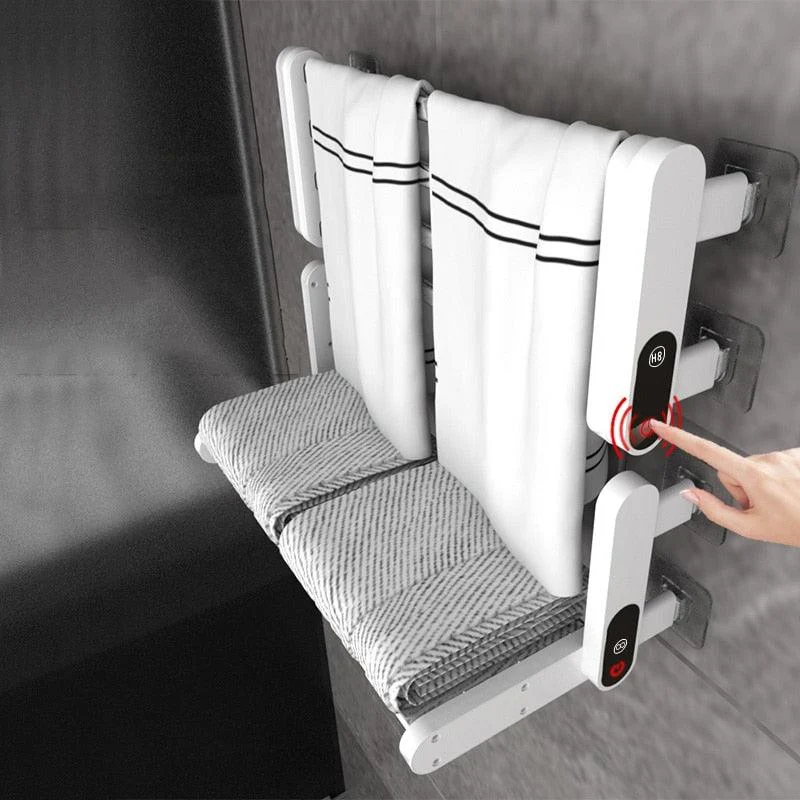 Foldable Electric Towel Warmer Carbon Fiber Heating with Timer -Bathlova