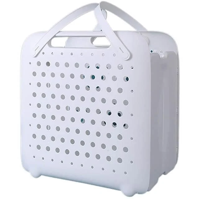 Folding Flexible Plastic Laundry Basket With Handles -Bathlova