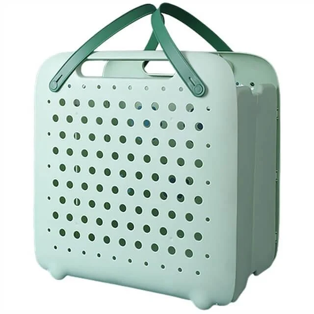 Folding Flexible Plastic Laundry Basket With Handles -Bathlova