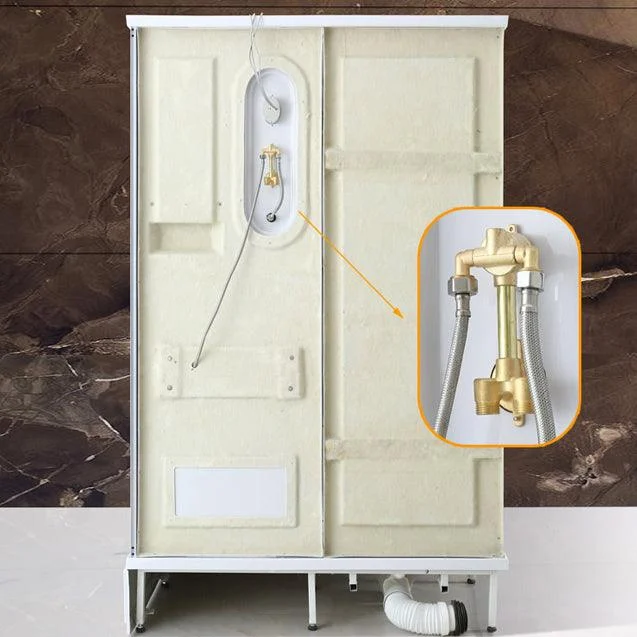 Framed Tempered Glass Shower Kit Included Framed Shower Stall in White without Toilet -Bathlova