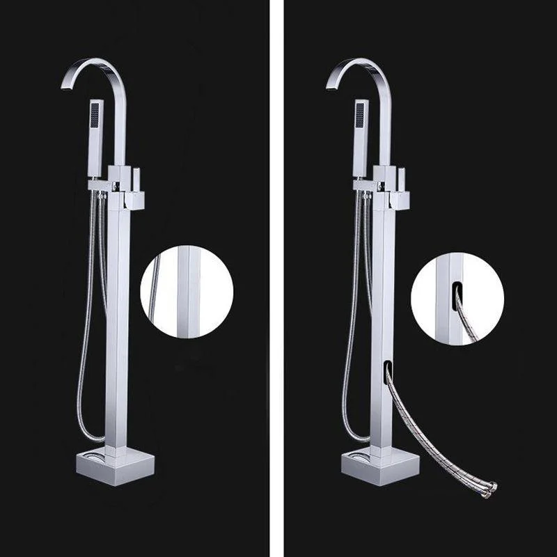 Freestanding Bathtub Tap Floor Mounted One Lever Handle with Hose -Bathlova