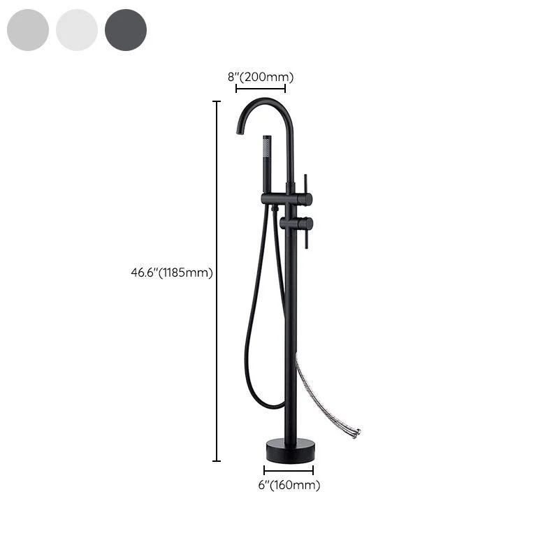 Freestanding Bathtub Tap Floor Mounted One Lever Handle with Hose -Bathlova