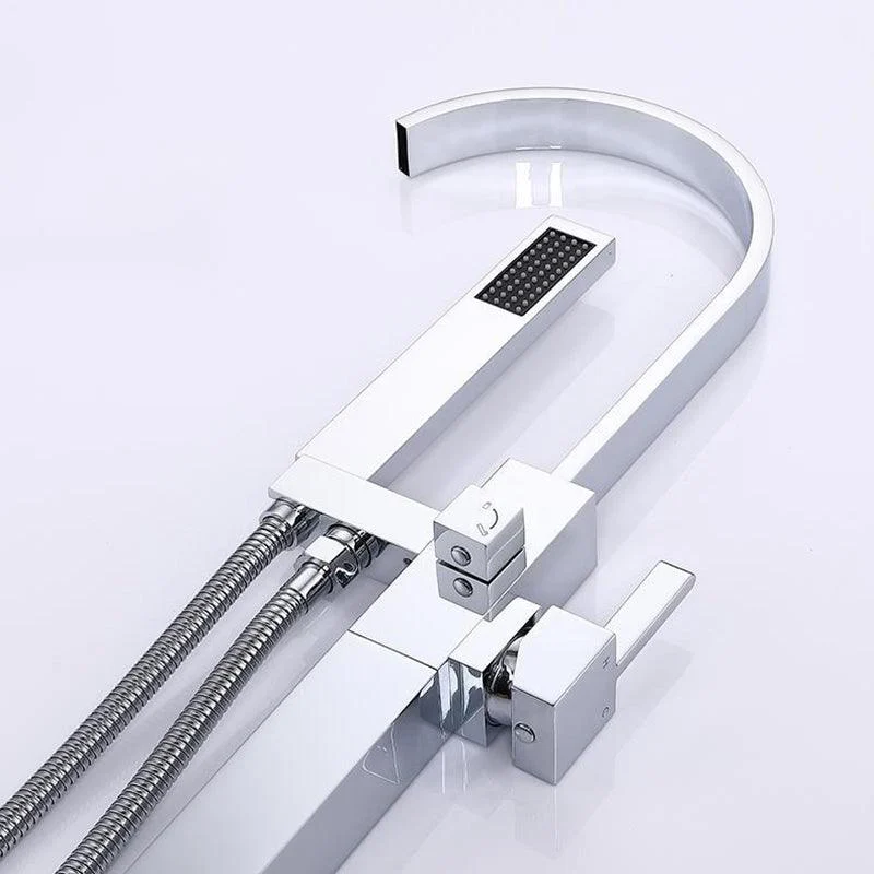 Freestanding Bathtub Tap Floor Mounted One Lever Handle with Hose -Bathlova