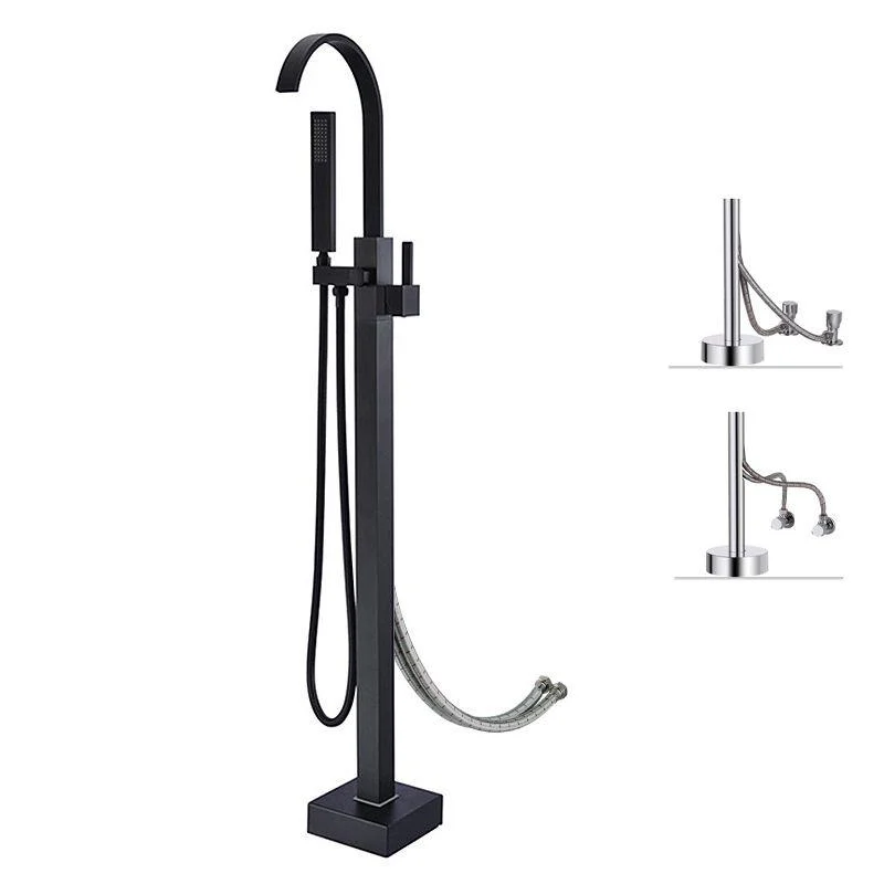 Freestanding Bathtub Tap Floor Mounted One Lever Handle with Hose -Bathlova