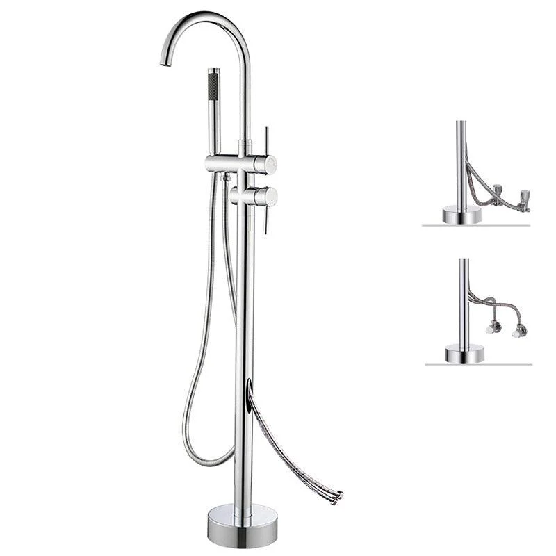 Freestanding Bathtub Tap Floor Mounted One Lever Handle with Hose -Bathlova