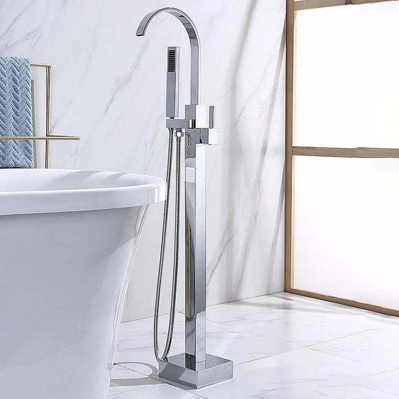 Freestanding Bathtub Tap Floor Mounted One Lever Handle with Hose -Bathlova