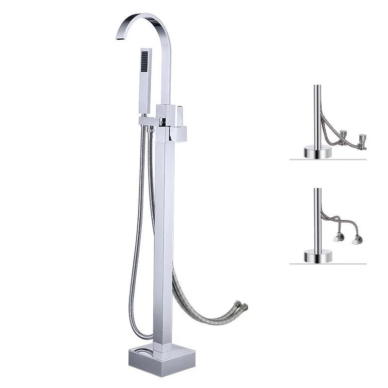 Freestanding Bathtub Tap Floor Mounted One Lever Handle with Hose -Bathlova