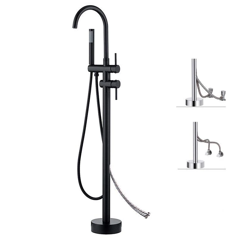 Freestanding Bathtub Tap Floor Mounted One Lever Handle with Hose -Bathlova