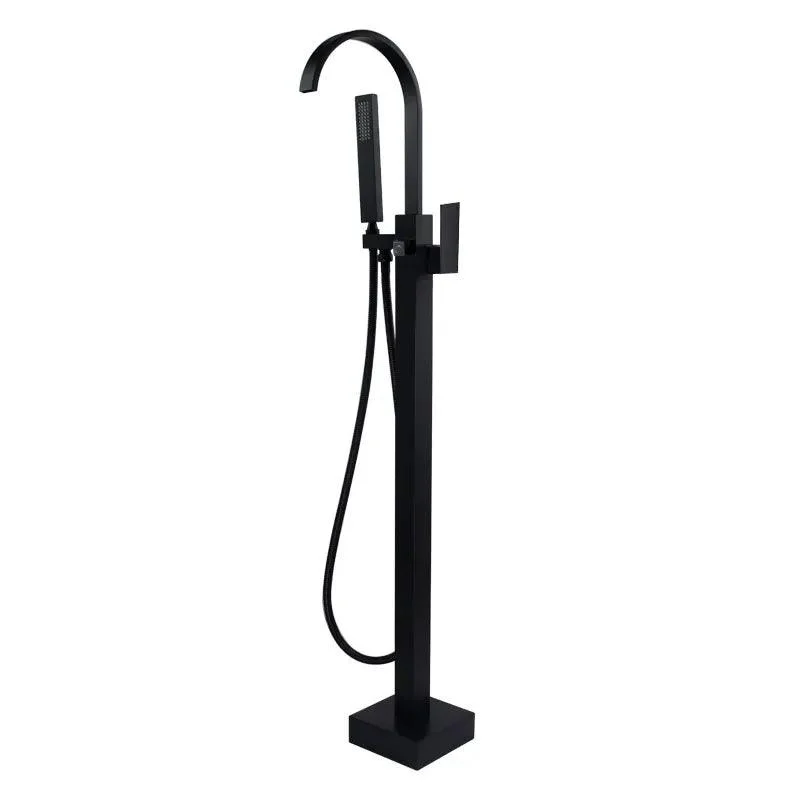 Freestanding Matte Black Bathtub Tap with Handshower -Bathlova