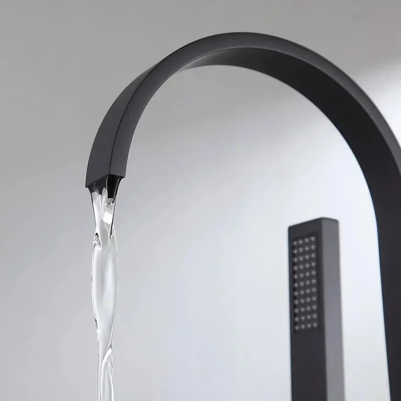 Freestanding Matte Black Bathtub Tap with Handshower -Bathlova