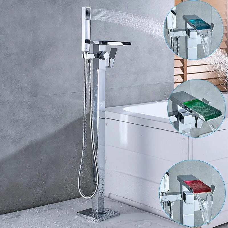 Freestanding Waterfall LED Chrome Bathtub Tap -Bathlova