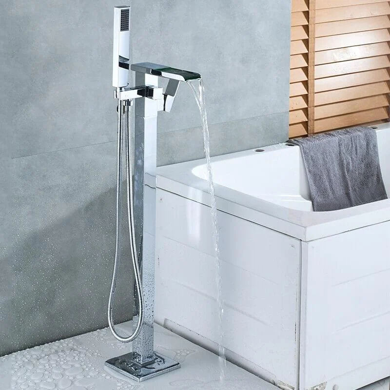 Freestanding Waterfall LED Chrome Bathtub Tap -Bathlova