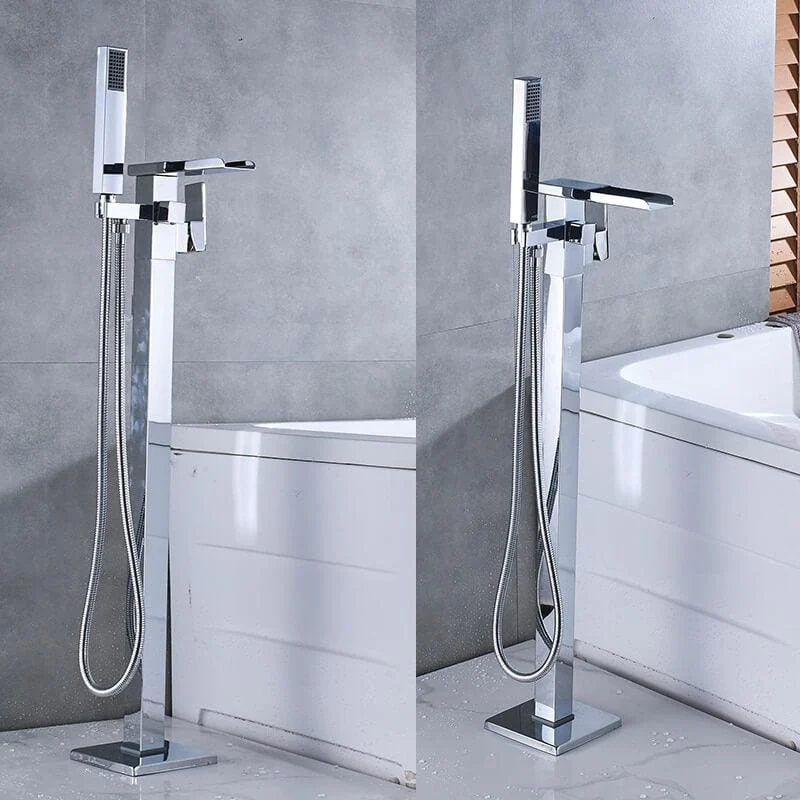 Freestanding Waterfall LED Chrome Bathtub Tap -Bathlova