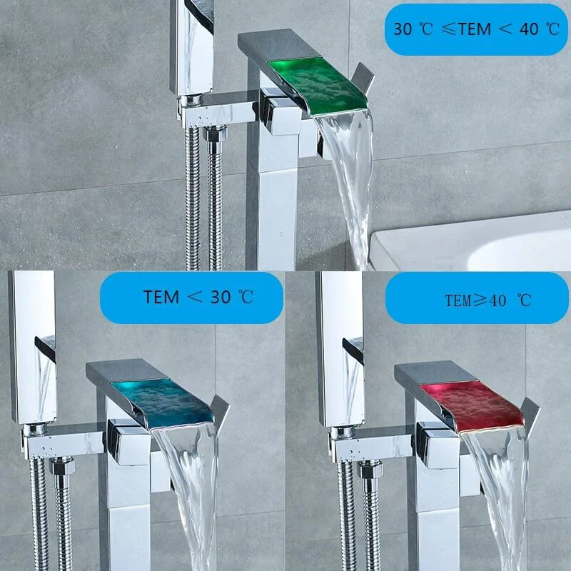 Freestanding Waterfall LED Chrome Bathtub Tap -Bathlova