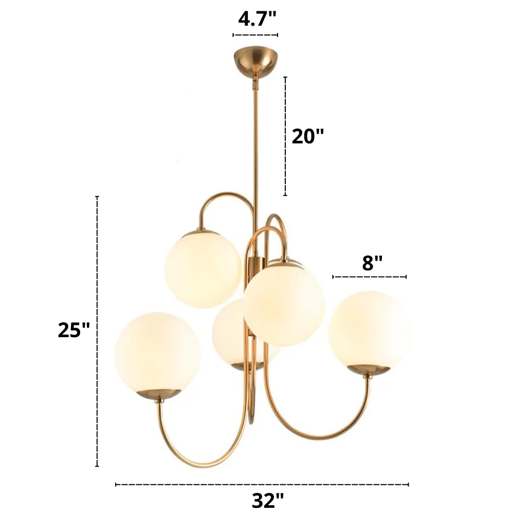 Frosted Glass Multi-Bulb Chandelier -Bathlova