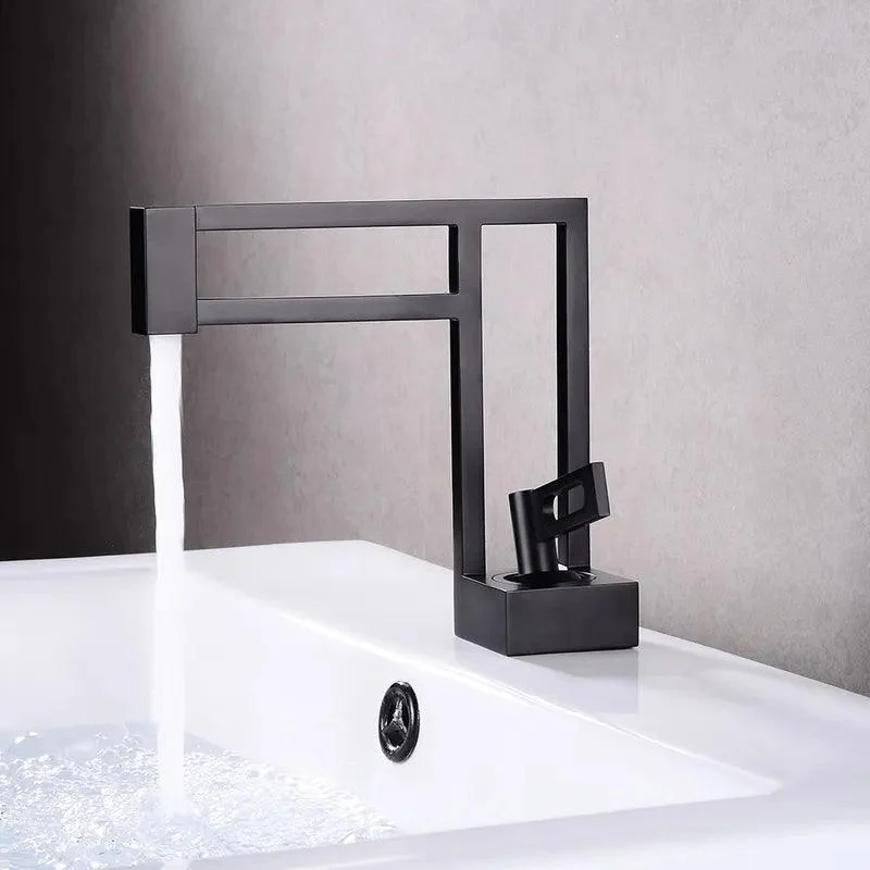 Geometric Deck-Mounted Black Matte Bathroom Tap -Bathlova