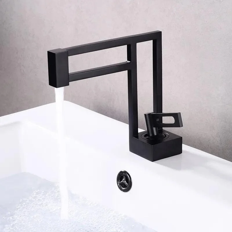 Geometric Deck-Mounted Black Matte Bathroom Tap -Bathlova